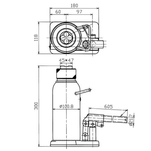 thông số kỹ thuật kích thủy lực 10 tấn có khóa hãm Masada MH-10LS-1