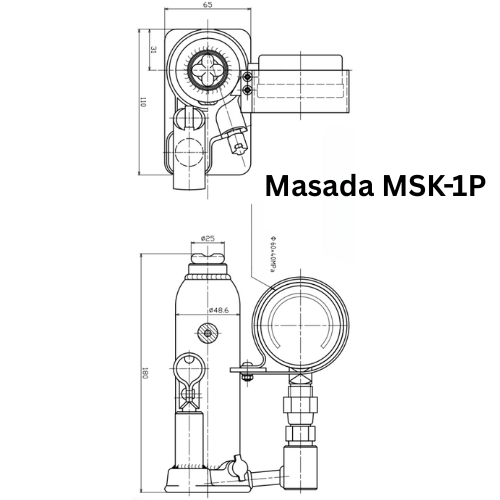 giá kích thủy lực masada 1 tấn có đồng hồ ms-1p